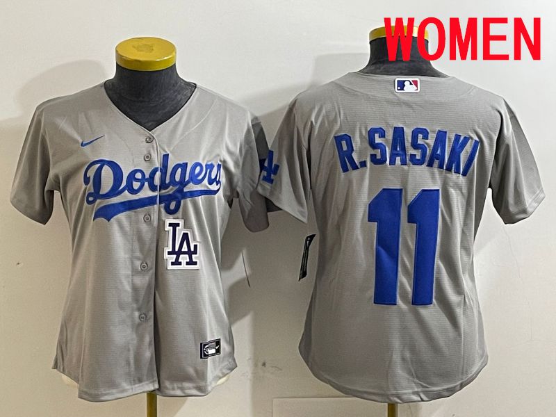 Women Los Angeles Dodgers 11 R.Sasaki Grey Game 2025 Nike MLB Jersey style 1
